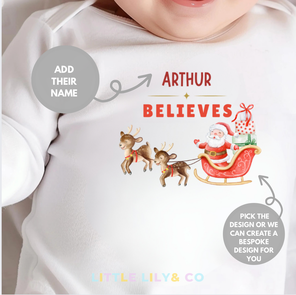 Personalised Baby's Merry Christmas White Sleepsuit