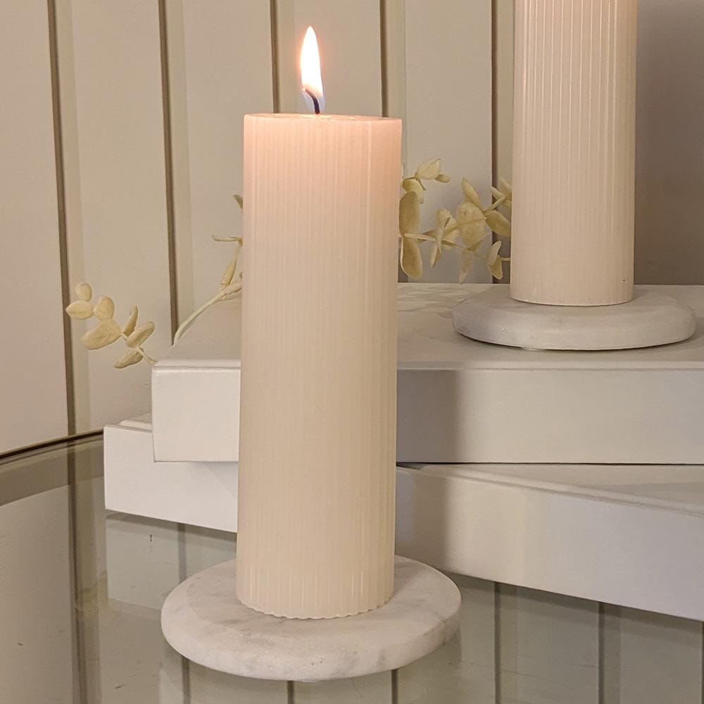 Catalina Cream Ribbed Pillar Candle