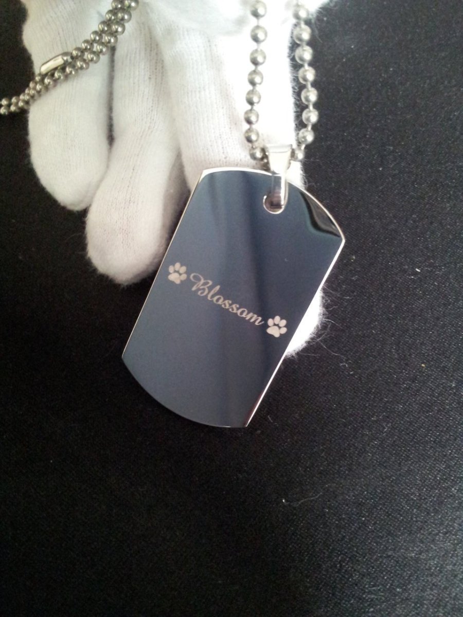 Handwriting Dog Tag – Custom Photo Pendant Engraved on Both Sides | Velvet Pouch Gift