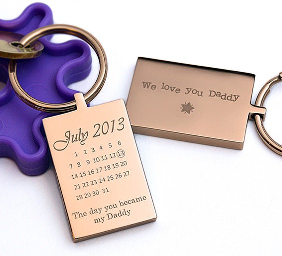 Rose Gold Keyring – Personalized Engraved Calendar Keychain | Unique Gift Idea
