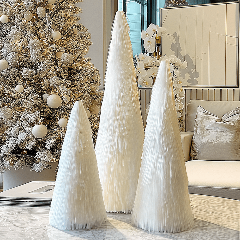 White Decorative Christmas Tree Ornaments - Set of 3